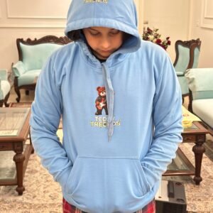 Teddy Trendz Rockstar Bear Premium Sky Blue Hoodie